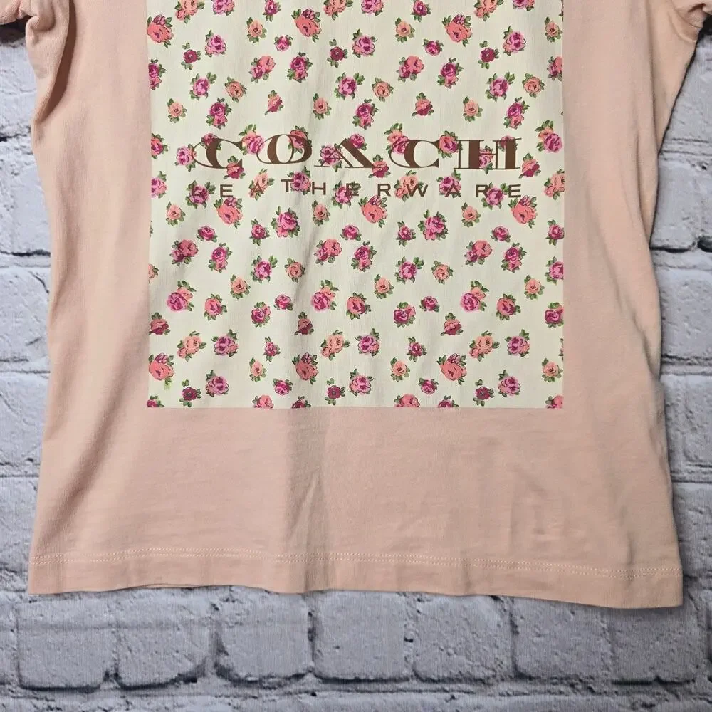 Coach Spring Blossom Signature‎ Square Classic 100% Cotton Short Sleev Tshirt Sm